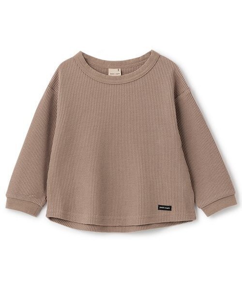 petit main(プティマイン)の「【GOODPRICE】ワッフル長袖Tシャツ(Tシャツ/カットソー・キッズ・トップグレー/アイボリー/カーキ/ピンク/モカ/ネイビー・80cm/90cm/100cm/110cm/120cm/130cm)」の4枚目の写真