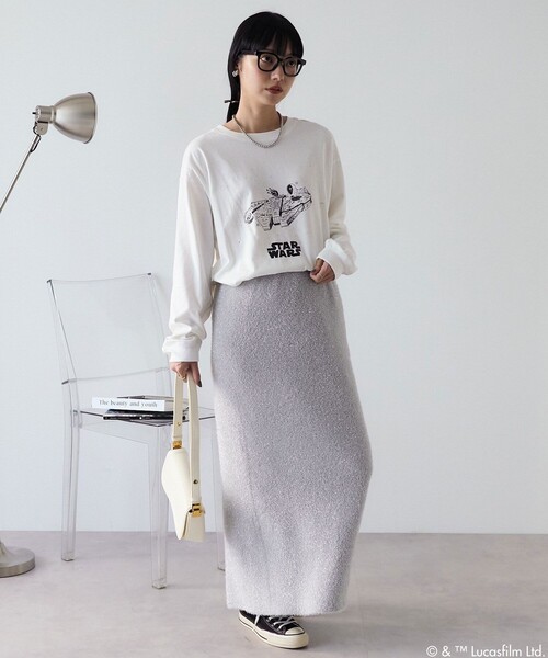 FREAK'S STORE（フリークスストア）の「STAR WARS ラメロンT/スターウォーズ ラメロンT（Tシャツ/カットソー・レディース・チャコール/オフホワイト・ﾌﾘ-）」の7枚目の写真