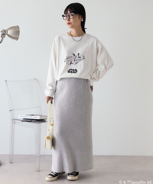 FREAK'S STORE（フリークスストア）の「STAR WARS ラメロンT/スターウォーズ ラメロンT（Tシャツ/カットソー・レディース・チャコール/オフホワイト・ﾌﾘ-）」の10枚目の写真