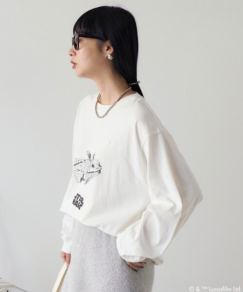 FREAK'S STORE（フリークスストア）の「STAR WARS ラメロンT/スターウォーズ ラメロンT（Tシャツ/カットソー・レディース・チャコール/オフホワイト・ﾌﾘ-）」の14枚目の写真
