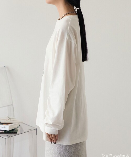 FREAK'S STORE（フリークスストア）の「STAR WARS ラメロンT/スターウォーズ ラメロンT（Tシャツ/カットソー・レディース・チャコール/オフホワイト・ﾌﾘ-）」の18枚目の写真