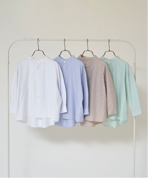 b・ROOM(ビールーム)の「【オケージョン】バンドカラーシャツ(シャツ/ブラウス・キッズ・ベージュ/オフホワイト/エメラルド/サックスブルー・100cm/110cm/120cm/130cm/140cm/150cm)」の5枚目の写真