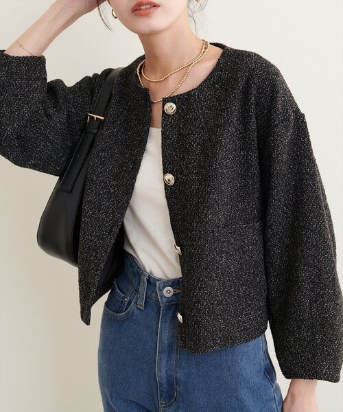 natural couture（ナチュラルクチュール）の「【Web限定】金釦ショート丈ジャケット（その他アウター・レディース・ブラウン系その他/ブラック/ブラック系その他/オフホワイト・FREE）」の9枚目の写真