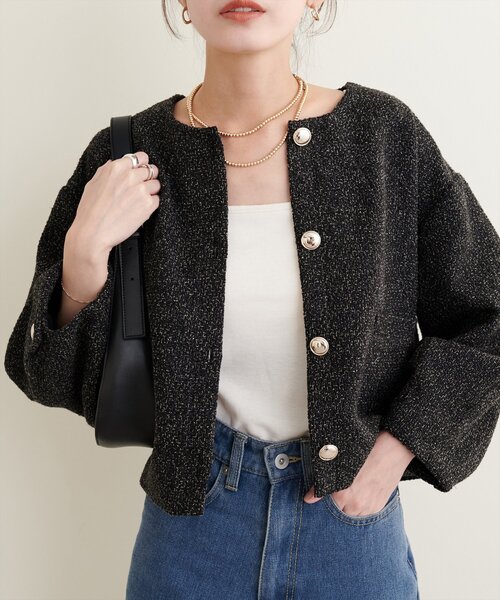 natural couture（ナチュラルクチュール）の「【Web限定】金釦ショート丈ジャケット（その他アウター・レディース・ブラウン系その他/ブラック/ブラック系その他/オフホワイト・FREE）」の10枚目の写真