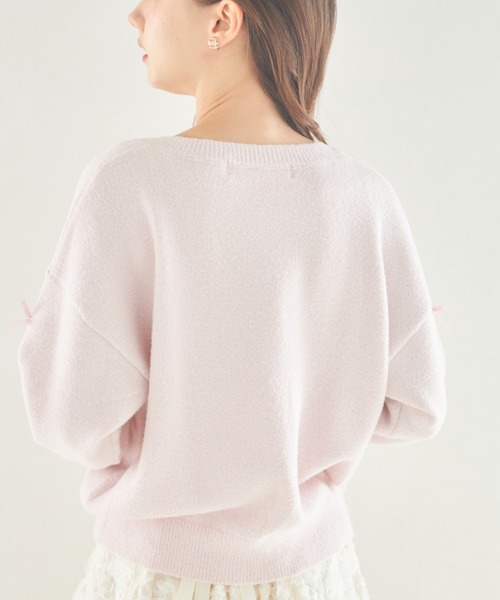 トッコクローゼット tocco closet メニーリボンきらきらラメ入りフェザーニットカーディガン メニーリボンきらきらラメ入りフェザーニットカーディガン