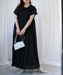 ＆HALF（アンドハーフ）の「インド綿ピンタックワンピース（ストライプ/無地/インド綿.インドコットン.コットン100%,綿100%）（ワンピース）」