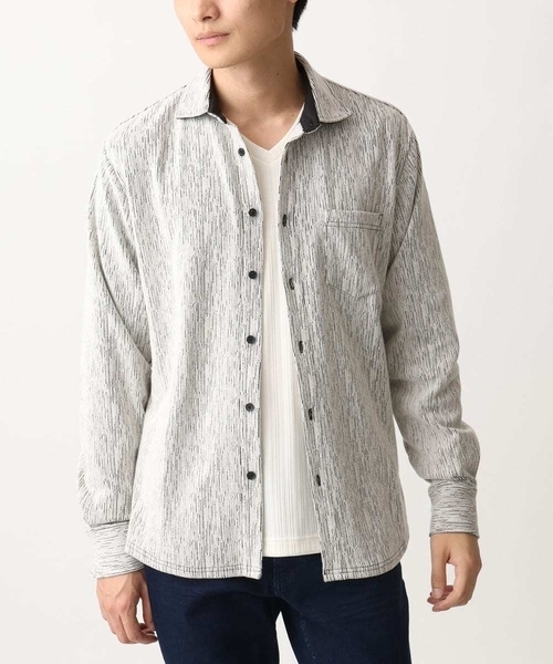 【セール】【大きいサイズあり】長袖シャツ/楊柳ジャージ（シャツ/ブラウス）｜MK MICHEL KLEIN HOMME （エムケーミッシェルクランオム）