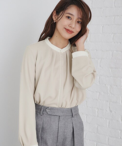 index（インデックス）の「◆バイカラーデザイントップス【洗濯機洗い可】（Tシャツ/カットソー・レディース・ブラック系4/ベージュ系その他7/ホワイト系7・40/38/36/42）」の3枚目の写真
