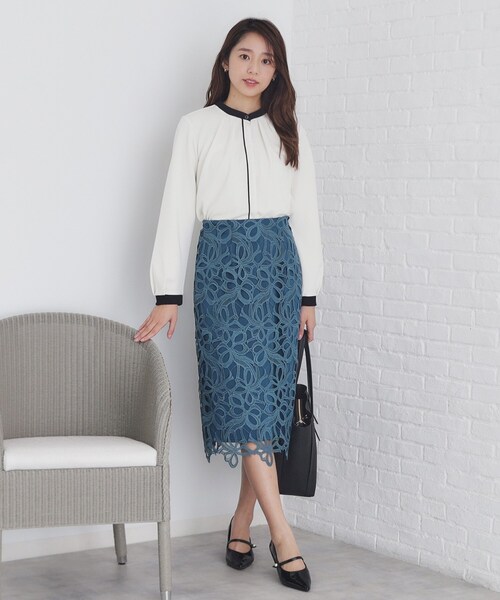 トップス b セール】バイカラーデザイントップス【洗濯機洗い可】（Tシャツ