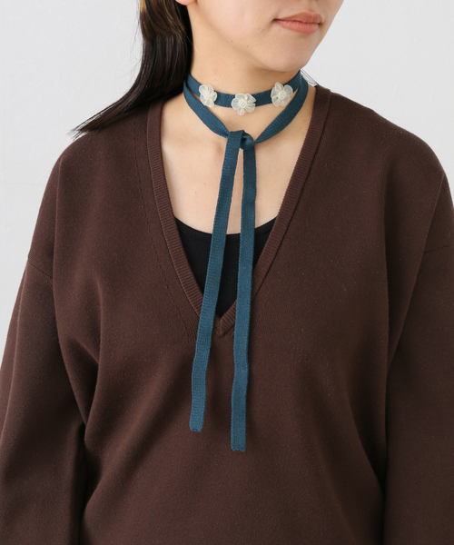 JOURNAL STANDARD（ジャーナルスタンダード）の「【YANYAN/ヤンヤン】COTTON CHOKER W/FLOWERS（チョーカー・レディース・ブルー・FREE）」の6枚目の写真