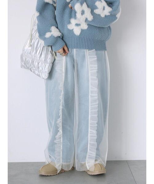 ehka sopo（エヘカソポ）の「チュールカバーパンツ（その他パンツ・レディース・ブラック/モカ/キナリ・F）」の2枚目の写真