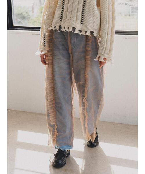 ehka sopo（エヘカソポ）の「チュールカバーパンツ（その他パンツ・レディース・ブラック/モカ/キナリ・F）」の4枚目の写真