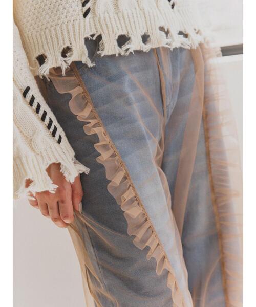 ehka sopo（エヘカソポ）の「チュールカバーパンツ（その他パンツ・レディース・ブラック/モカ/キナリ・F）」の5枚目の写真