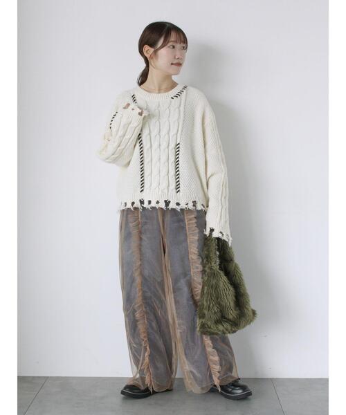 ehka sopo（エヘカソポ）の「チュールカバーパンツ（その他パンツ・レディース・ブラック/モカ/キナリ・F）」の11枚目の写真