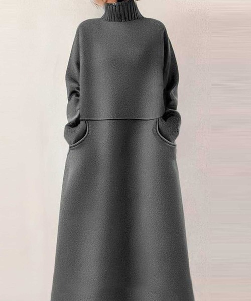 衿ﾘﾌﾞ異素材ﾄﾞｯｷﾝｸﾞﾏｷｼﾜﾝﾋﾟｰｽ（ワンピース）｜CADBURY（キャドバリー）ワンピース