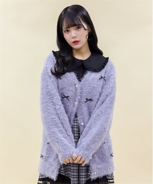 メニーリボンモヘアニットカーディガン（カーディガン/ボレロ）｜axes femme POETIQUE（アクシーズファムポエティック）