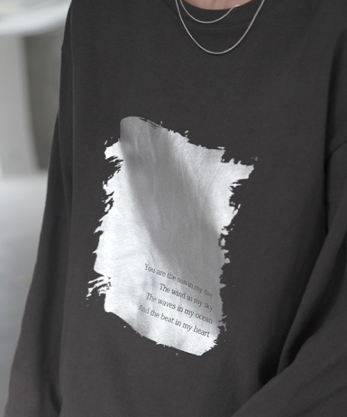 HUG.U(ハグユー)の「シャイニーフロントプリントロンT(Tシャツ/カットソー・レディース・ホワイト/ブラック/ライトベージュ/ダークグレー・FREE)」の8枚目の写真