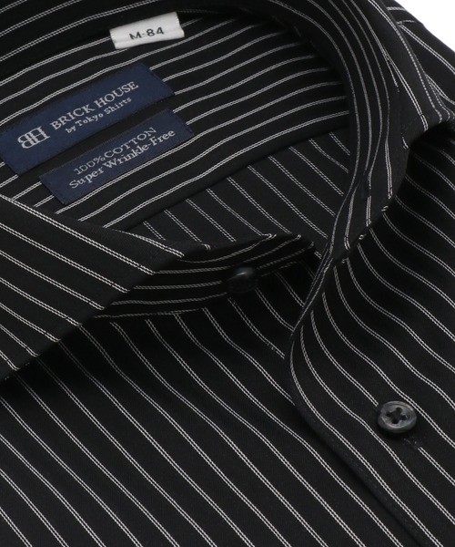 TOKYO SHIRTS（トウキョウシャツ）の「超形態安定ノーアイロン ホリゾンタルワイド 長袖ビジネスワイシャツ（ビジネスシャツ・メンズ・ブラック・首回り39cm-裄丈80cm/首回り39cm-裄丈84cm/首回り41cm-裄丈82cm/首回り41cm-裄丈86cm/首回り43cm-裄丈86cm/首回り37cm-裄丈80cm/首回り37cm-裄丈84cm/首回り42cm-裄丈82cm/首回り42cm-裄丈86cm/首回り43cm-裄丈82cm）」の2枚目の写真