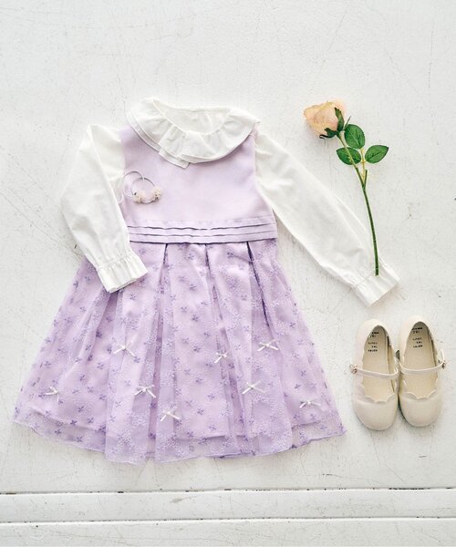 apres les cours（アプレレクール）の「フォーマルジャンパースカート（ジャンパースカート・キッズ・ネイビー/ラベンダー・130/120/110/100）」の5枚目の写真