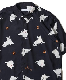 接触冷感 イージーケア アニマル柄 ルーズシルエット半袖シャツ