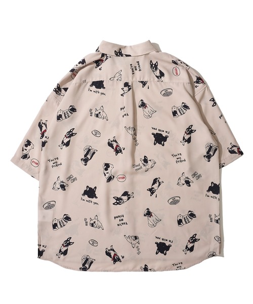 ADPOSION（アドポーション）の「接触冷感 イージーケア アニマル柄 ルーズシルエット半袖シャツ（シャツ/ブラウス・メンズ・ホワイト系1/ホワイト系2/ブルーグレー/ホワイト系3/ブラック系2/ブラック系4/ブルー/ホワイト系4/ブラック系1/ブラック系3/グリーン/ベージュ・MEDIUM/LARGE/X-LARGE）」の22枚目の写真