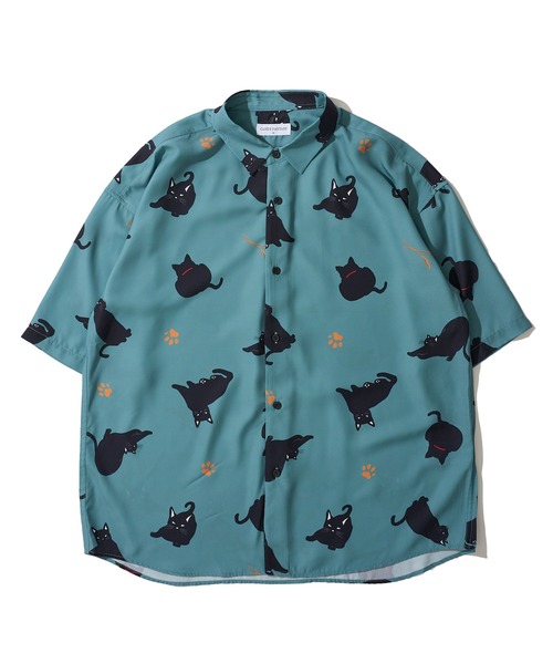 ADPOSION（アドポーション）の「接触冷感 イージーケア アニマル柄 ルーズシルエット半袖シャツ（シャツ/ブラウス・メンズ・ホワイト系1/ホワイト系2/ブルーグレー/ホワイト系3/ブラック系2/ブラック系4/ブルー/ホワイト系4/ブラック系1/ブラック系3/グリーン/ベージュ・MEDIUM/LARGE/X-LARGE）」の21枚目の写真