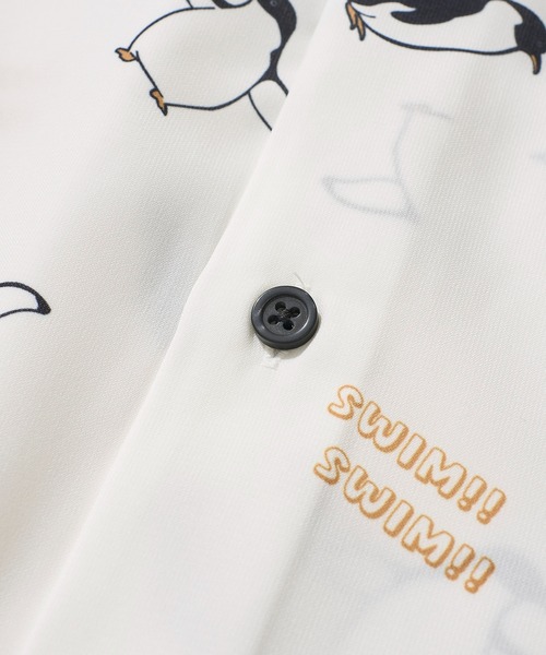 ADPOSION（アドポーション）の「接触冷感 イージーケア アニマル柄 ルーズシルエット半袖シャツ（シャツ/ブラウス・メンズ・ホワイト系1/ホワイト系2/ブルーグレー/ホワイト系3/ブラック系2/ブラック系4/ブルー/ホワイト系4/ブラック系1/ブラック系3/グリーン/ベージュ・MEDIUM/LARGE/X-LARGE）」の16枚目の写真