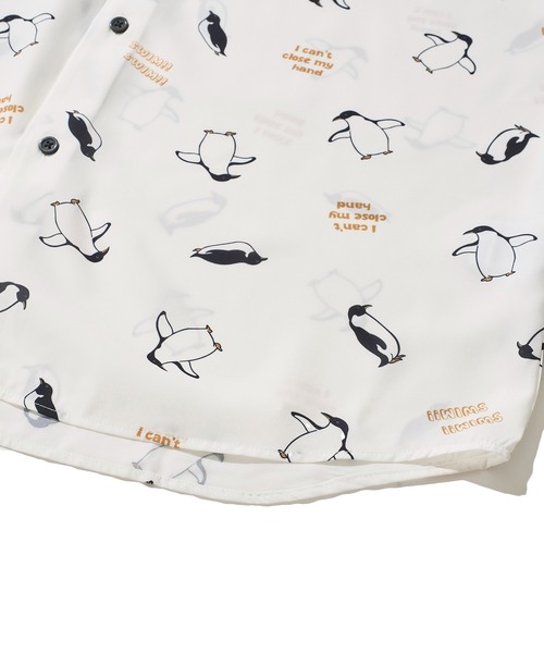 ADPOSION（アドポーション）の「接触冷感 イージーケア アニマル柄 ルーズシルエット半袖シャツ（シャツ/ブラウス・メンズ・ホワイト系1/ホワイト系2/ブルーグレー/ホワイト系3/ブラック系2/ブラック系4/ブルー/ホワイト系4/ブラック系1/ブラック系3/グリーン/ベージュ・MEDIUM/LARGE/X-LARGE）」の14枚目の写真