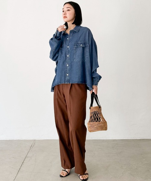 Doux archives(ドゥアルシーヴ)の「リネンライクストレートパンツ(その他パンツ・レディース・ネイビー/ブラウン・40/38)」の19枚目の写真