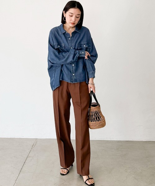 Doux archives(ドゥアルシーヴ)の「リネンライクストレートパンツ(その他パンツ・レディース・ネイビー/ブラウン・40/38)」の18枚目の写真