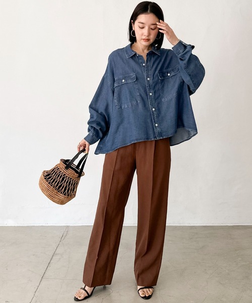 Doux archives(ドゥアルシーヴ)の「リネンライクストレートパンツ(その他パンツ・レディース・ネイビー/ブラウン・40/38)」の21枚目の写真