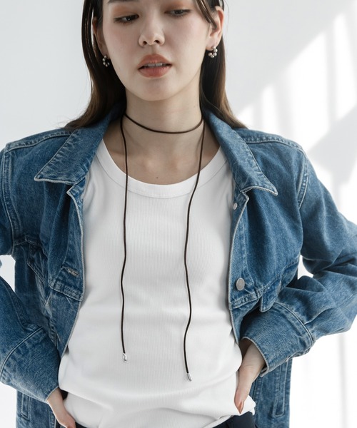 abaskdesign(アバスクデザイン)の「リボン チョーカー コードネックレス(チョーカー・レディース・ブラウン/ブラック・FREE)」の16枚目の写真