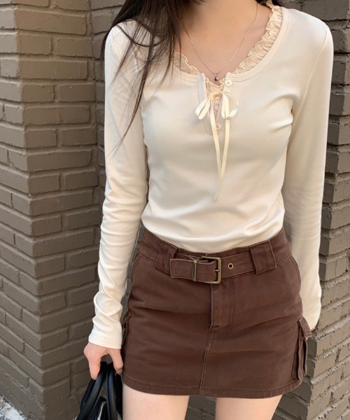 paravion（パラビオン）の「フリルレイヤードリボンカットソー（Tシャツ/カットソー・レディース・ネイビー/ホワイト/ライトブルー・LARGE/MEDIUM/SMALL）」の15枚目の写真