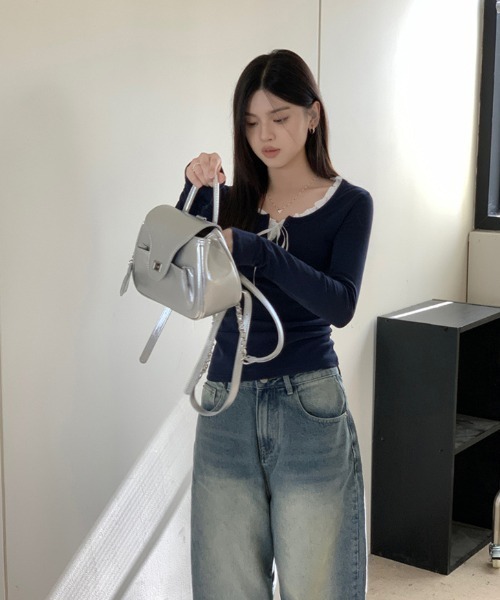 paravion（パラビオン）の「フリルレイヤードリボンカットソー（Tシャツ/カットソー・レディース・ネイビー/ホワイト/ライトブルー・LARGE/MEDIUM/SMALL）」の10枚目の写真