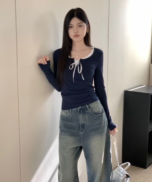 paravion（パラビオン）の「フリルレイヤードリボンカットソー（Tシャツ/カットソー・レディース・ネイビー/ホワイト/ライトブルー・LARGE/MEDIUM/SMALL）」の12枚目の写真