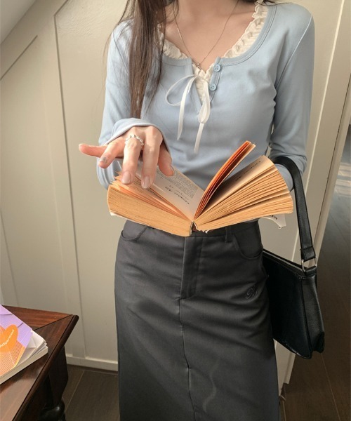 paravion（パラビオン）の「フリルレイヤードリボンカットソー（Tシャツ/カットソー・レディース・ネイビー/ホワイト/ライトブルー・LARGE/MEDIUM/SMALL）」の9枚目の写真