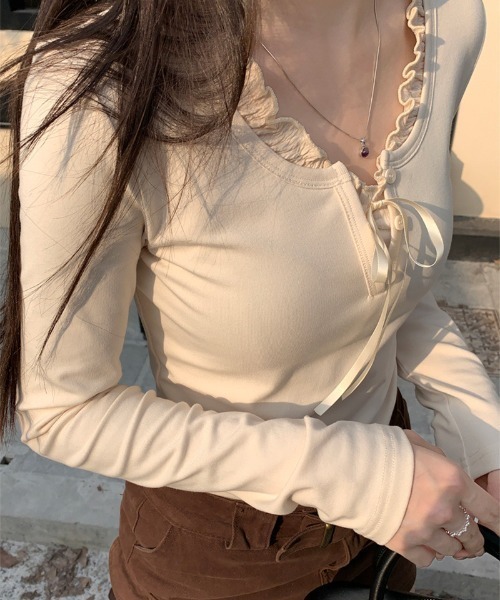 paravion（パラビオン）の「フリルレイヤードリボンカットソー（Tシャツ/カットソー・レディース・ネイビー/ホワイト/ライトブルー・LARGE/MEDIUM/SMALL）」の18枚目の写真