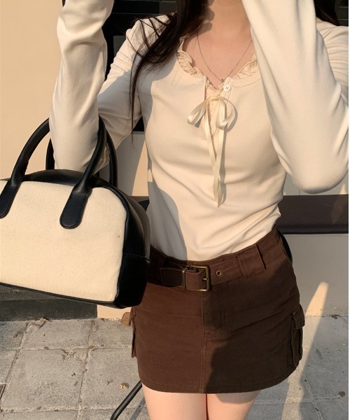 paravion（パラビオン）の「フリルレイヤードリボンカットソー（Tシャツ/カットソー・レディース・ネイビー/ホワイト/ライトブルー・LARGE/MEDIUM/SMALL）」の21枚目の写真