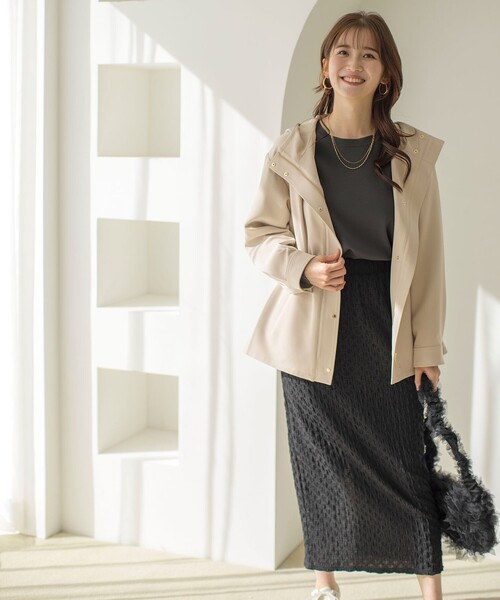 any SiS 撥水・UVカット・洗える フーデットハーフ コート ANY SIS（エニィスィス） 【撥水・UVカット・洗える】フーデットハーフ