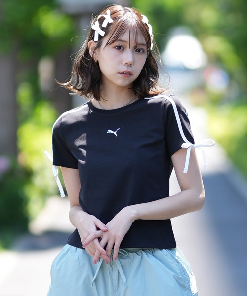 PUMA（プーマ）の「PUMA/プーマ T7 MODERN SLIM SHORT T Tシャツ 633345（Tシャツ/カットソー・レディース・ホワイト/ピンク/ブラック・M/L）」の2枚目の写真
