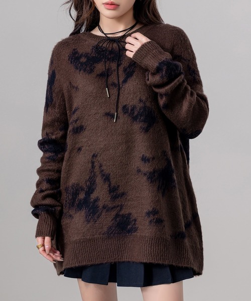 DAY CLOSET(デイ クローゼット)の「レディース 長袖ニュアンス柄ジャガードニットセーター(ニット/セーター・レディース・ブラウン/グレー/ブラック・FREE)」の3枚目の写真