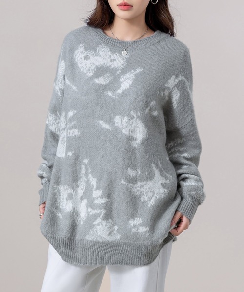 DAY CLOSET(デイ クローゼット)の「レディース 長袖ニュアンス柄ジャガードニットセーター(ニット/セーター・レディース・ブラウン/グレー/ブラック・FREE)」の17枚目の写真