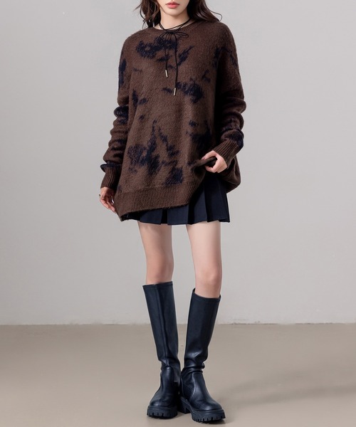 DAY CLOSET(デイ クローゼット)の「レディース 長袖ニュアンス柄ジャガードニットセーター(ニット/セーター・レディース・ブラウン/グレー/ブラック・FREE)」の9枚目の写真