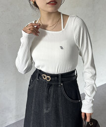 Thevon | アシメネックホルター刺繍ロゴプルオーバー(Tシャツ/カットソー)