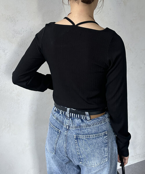 Thevon(ゼボン)の「アシメネックホルター刺繍ロゴプルオーバー(Tシャツ/カットソー・レディース・ブラック/オフホワイト/ベージュ・FREE)」の20枚目の写真