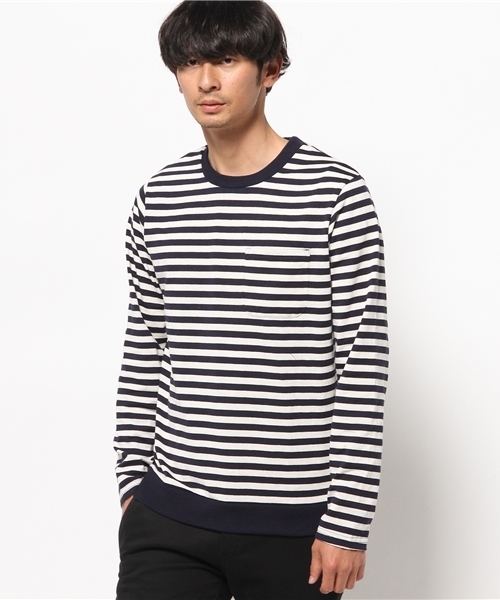 SEVENDAYS=SUNDAY（セブンデイズサンデイ）の「１６／＿ボーダー　長袖ＴＥＥ（Tシャツ/カットソー・メンズ・ネイビー/キャメル/カーキ・SMALL/LARGE/MEDIUM）」の3枚目の写真