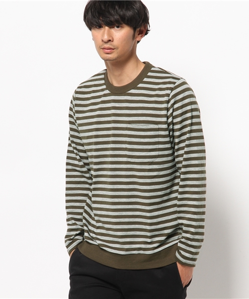 SEVENDAYS=SUNDAY（セブンデイズサンデイ）の「１６／＿ボーダー　長袖ＴＥＥ（Tシャツ/カットソー・メンズ・ネイビー/キャメル/カーキ・SMALL/LARGE/MEDIUM）」の2枚目の写真