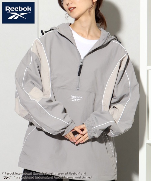 Reebok ハーフジップナイロンアノラックパーカー　グレー セール】【Reebok/リーボック】別注 ハーフジップ ナイロンアノラック