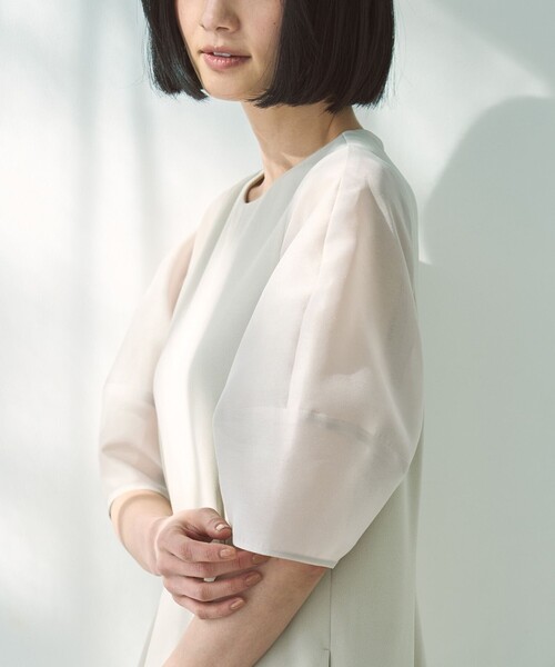 一度着用◇UNFILO◇ BEAUTY MOVE ワンピース◇サイズL VERY×UNFILOコラボ】BEAUTY MOVE シアースリーブ ワンピース