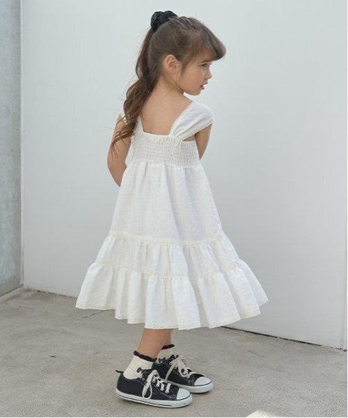 Lycee mine（リセマイン）の「ティアードワンピース（ワンピース・キッズ・サックスブルー/オフホワイト/ブラック・150cm/130cm/110cm/120cm/140cm/100cm）」の12枚目の写真